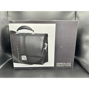 Kenneth Cole "Case In Point"‎ Flapover Portfolio Black Leather Locking Briefcase